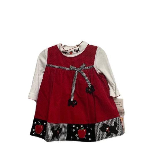 Rare Editions 2 piece Jumper and Bodysuit Red Scottie Dogs 12 mos NWT - Picture 1 of 8
